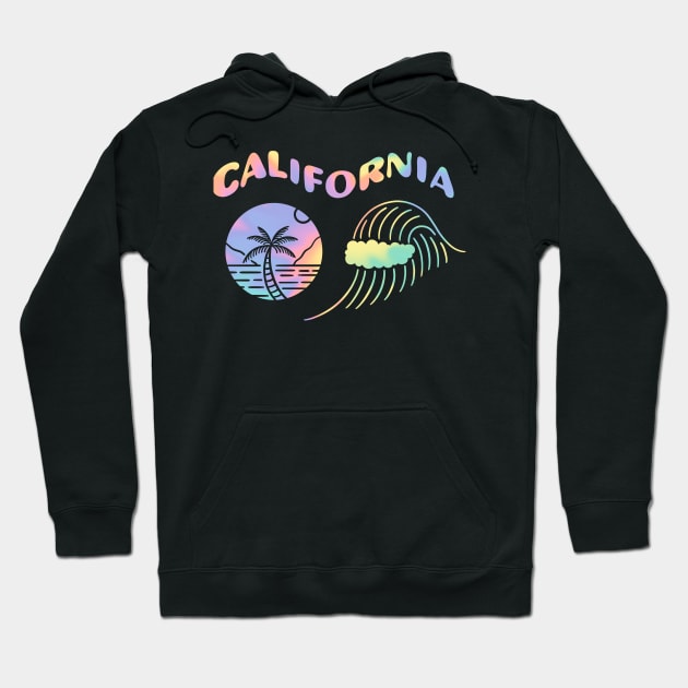 California Retro Tie Dye Beach Aesthetic Hoodie by Trippycollage